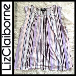 Liz Claiborne Striped Drape Neck Tank Top